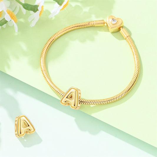 Gold-plated Copper DIY Bracelet Bead Accessories With English Letters