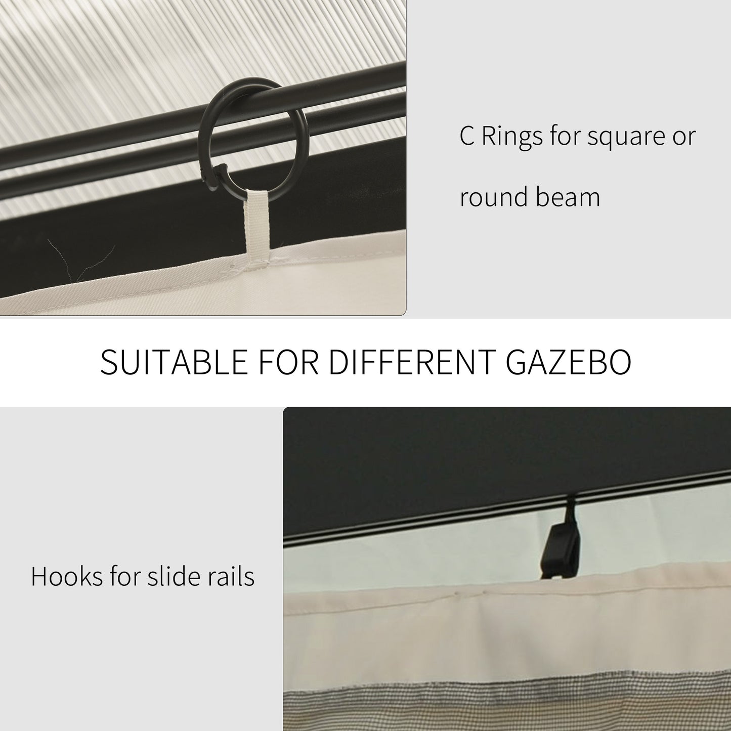 4 Pack Replacement Gazebo Curtains Privacy Panel For Most 3 X 4m Gazebo Canopy Pavillion Outdoor Shelter Sidewalls Accessories Beige