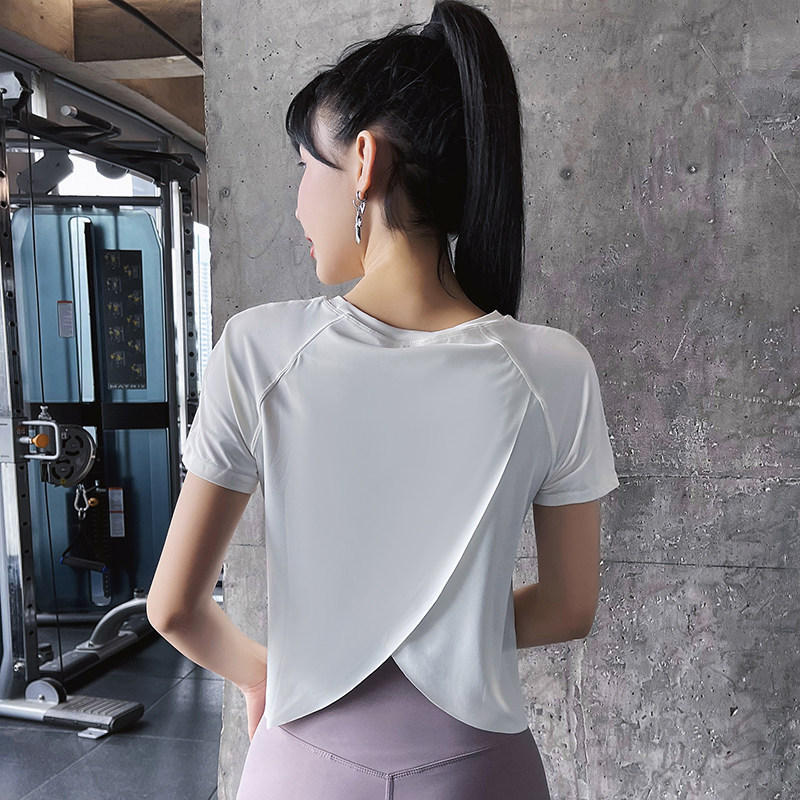 Summer Crew-neck Athletic-style Figure-flattering Yoga Top