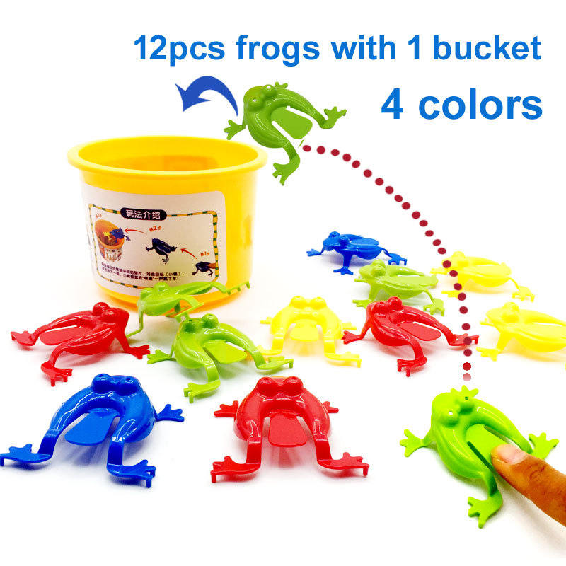 12 PCs Bouncing Frogs Children's Nostalgia Toys Kindergarten Educational Toys Non-toxic Tasteless Leap Frog Toys Cross-border