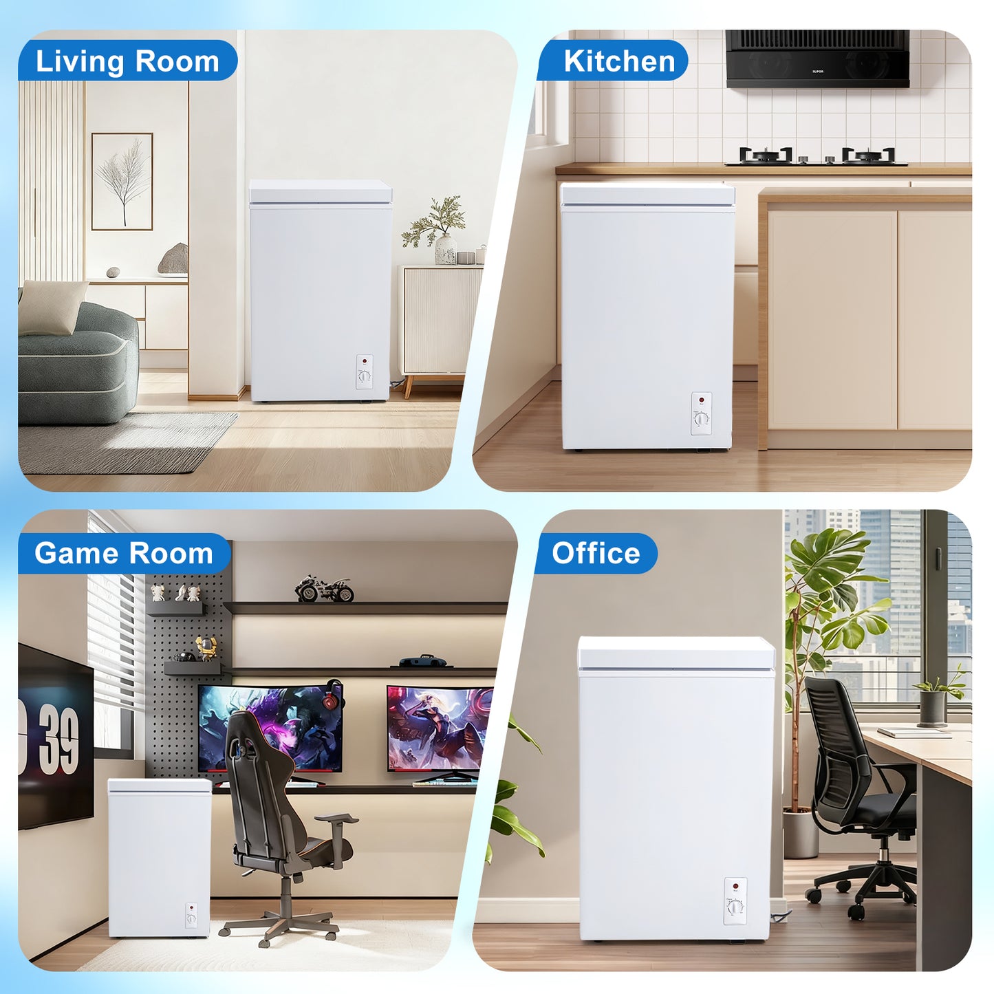 3.5 Cu.Ft Small Chest Freezer Compact Deep Freezer With 7-Level Temperature Control, Rapid Cooling, Energy Efficient & Quiet For Home, Garage, Apartment, And Kitchen, White