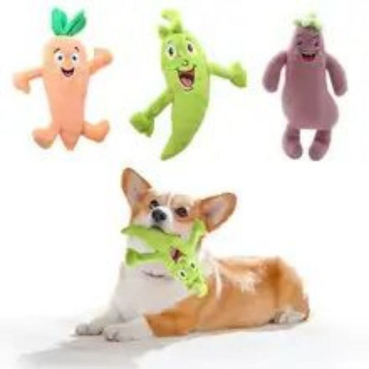 Plush Soft Dog Toy Vegetable Paradise Squeaky Chew Toy Medium Large Canine Companion Pet Accessories