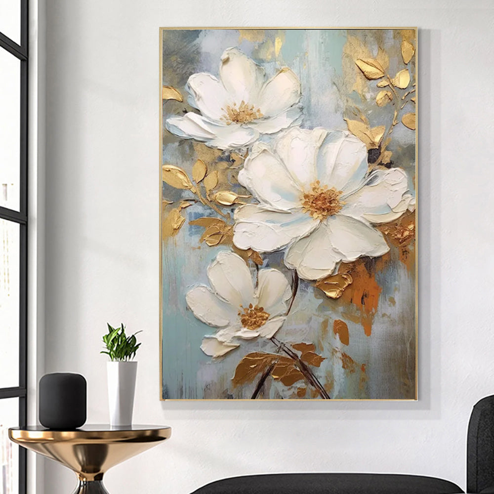 New Arrival Large Lotus Flower Thickness Canvas Paints Oil Painting Handmade Abstract Home Decoration Accessories 3D Palette