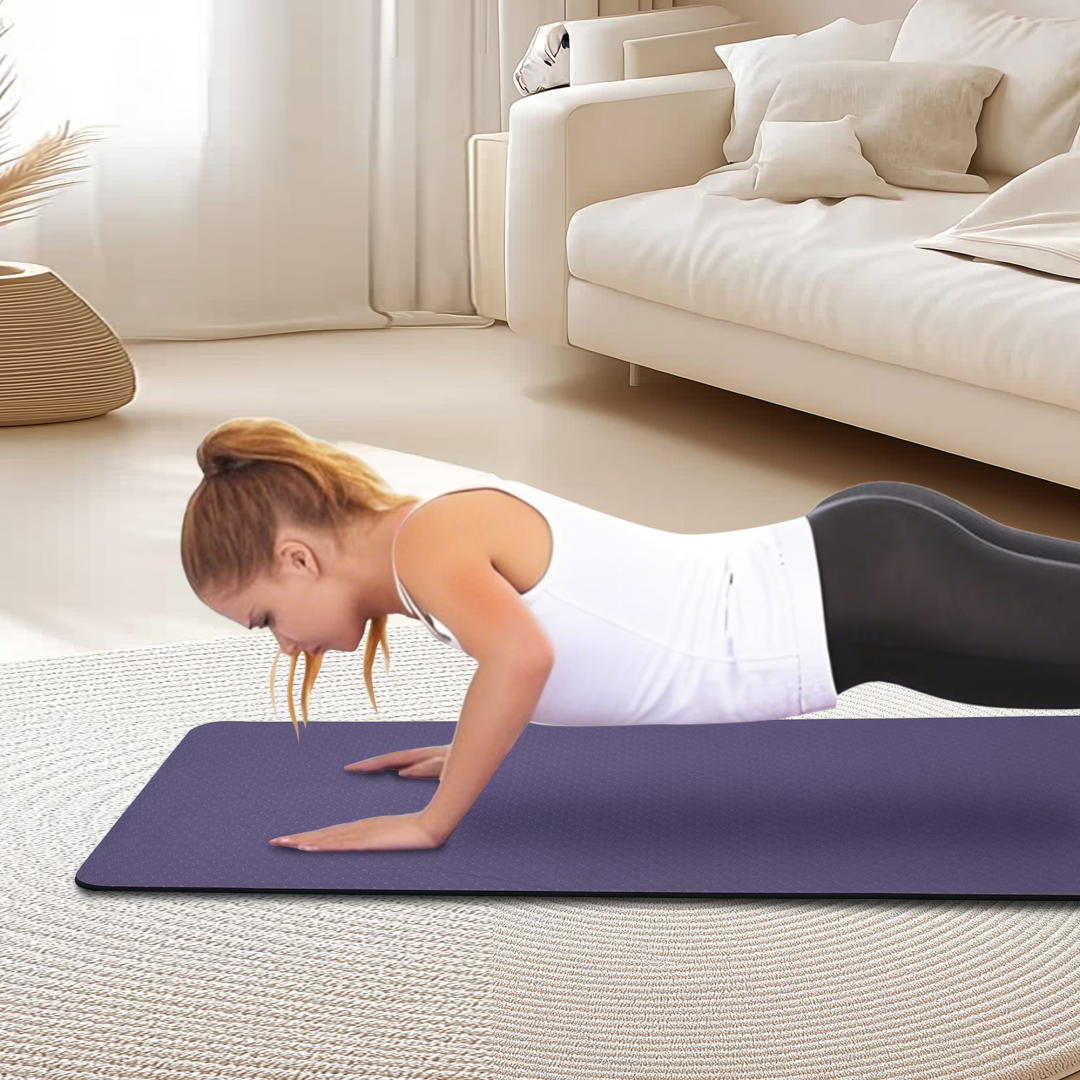 Yoga Mat, Exercise Yoga Mat With Non-Slip Design, Professional TPE Exericise Mat, 72 X 24  Multi-Purpose Workout Mat For Women, Pilates Fitness And Floor Exercises