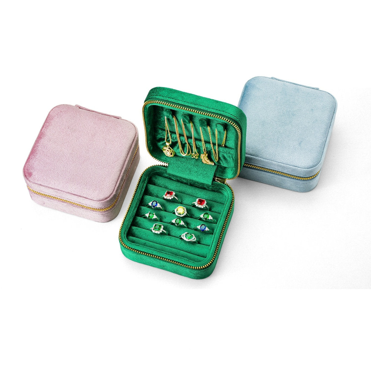 Portable Velvet Premium Ring And Necklace Storage Box