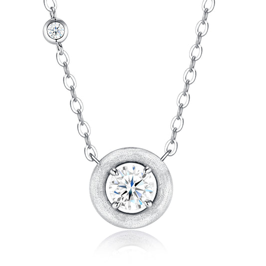 S925 Sterling Silver Moissanite Necklace For Women D Color VVS1 Clarity Round Cut Pendant With GRA Certificate, Platinum Plated Dainty Chain, 3.0g Minimalist Fine Jewelry Gift Box Set, Ideal For Dai