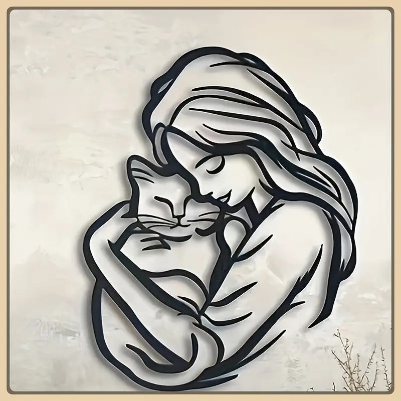 Beauty And Cat Living Room Cafe Wrought Iron Wall Decoration