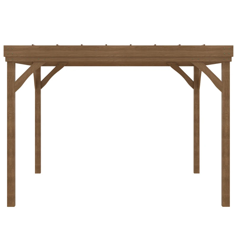 10' X 12' Outdoor Wooden Pergola, Grape Vine Gazebo With Concrete Anchors For Garden, Patio, Backyard, Deck, Brown Multiple Packages