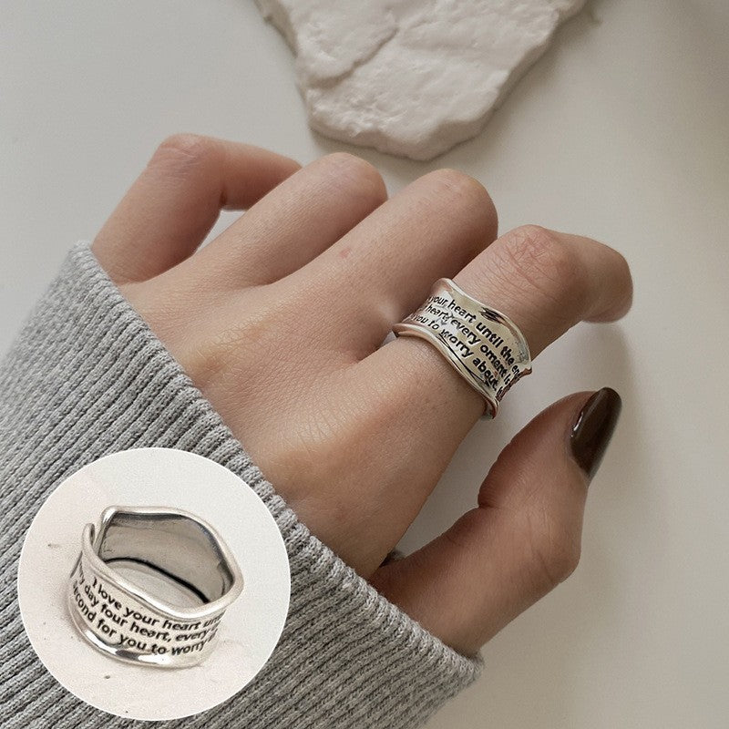 Fashion Personality Open Finger Ring Retro Graffiti  Design Ring