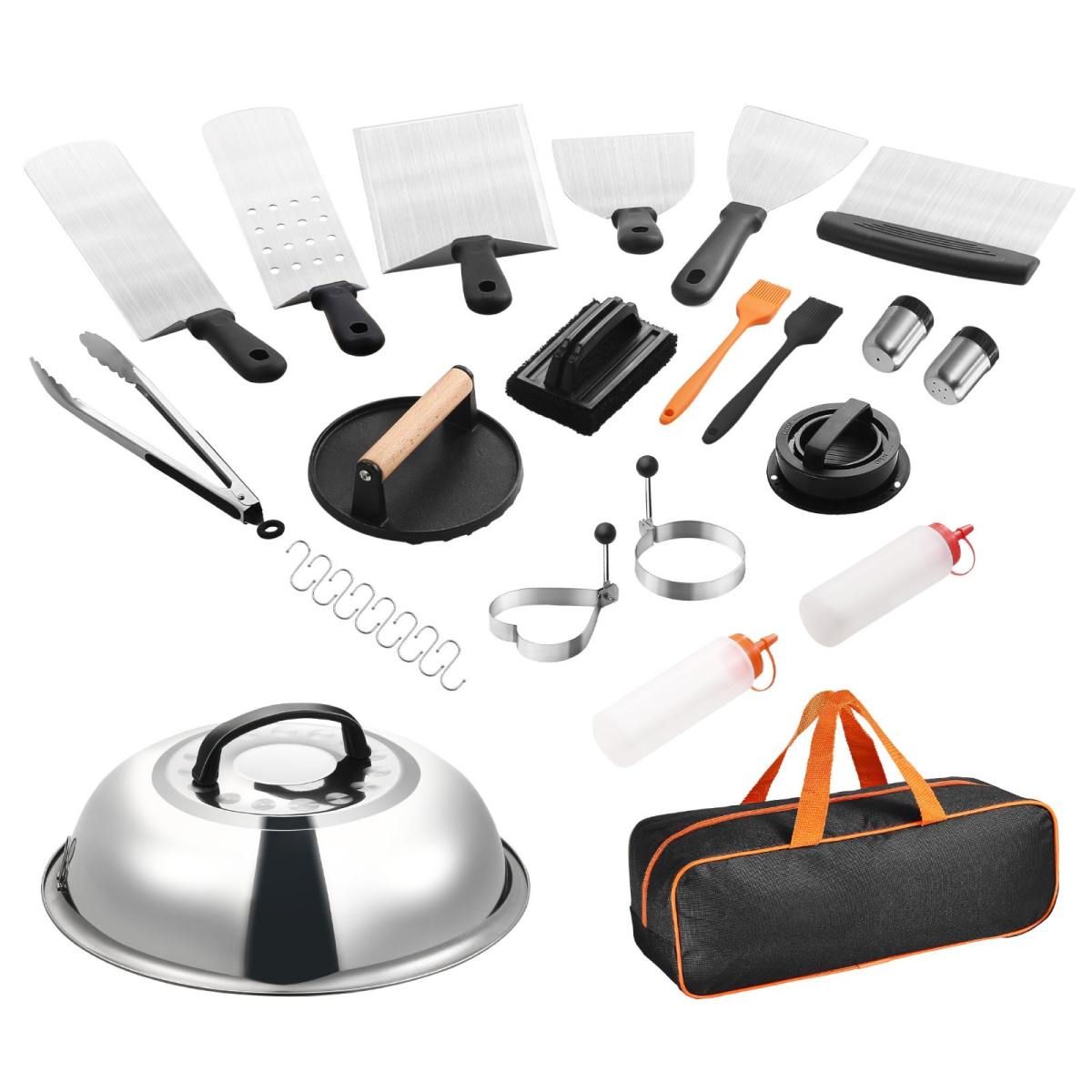 28PCS Griddle Accessories Kit Flat Top Grill Spatula BBQ Tools Stainless Steel