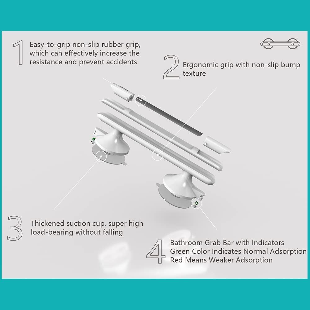 Safety Support Hand Rail Handle Bar Grip Grab Suction Bath Bathroom Shower