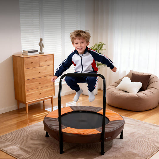 36 Inch Foldable Mini Trampoline, Indoor And Outdoor Rebounder  For Kids,Toddler Trampoline  Easy To Assemble, With Foam Handle And Safe Thickened Cover, Birthday Gift For Boys & Girlsfor Ages 1-6