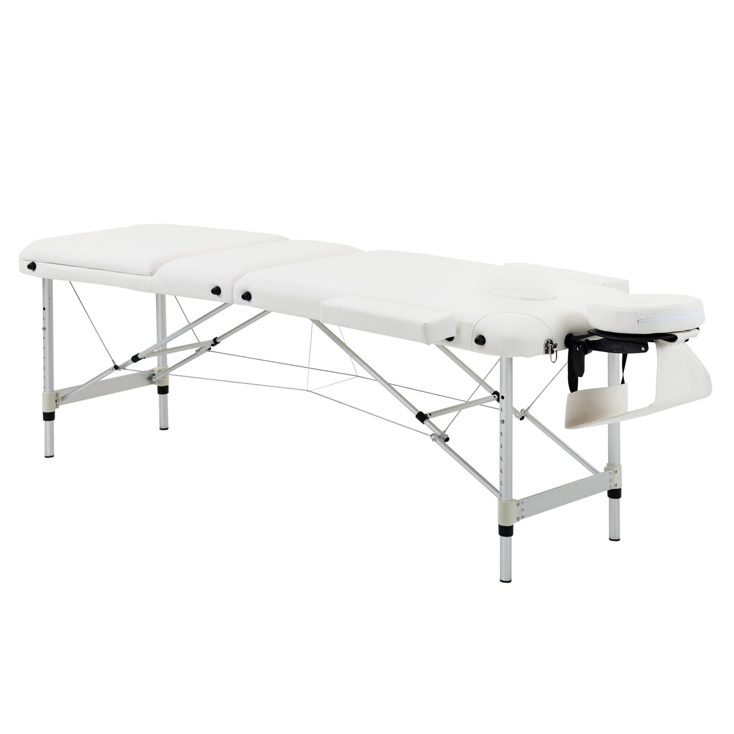 Foldable Massage Bed Portable Table, 3-Section Aluminium Foldable Beauty Couch, Professional Salon Spa Table With Headrest Support And Carry Bag, 81 Cm Width, White
