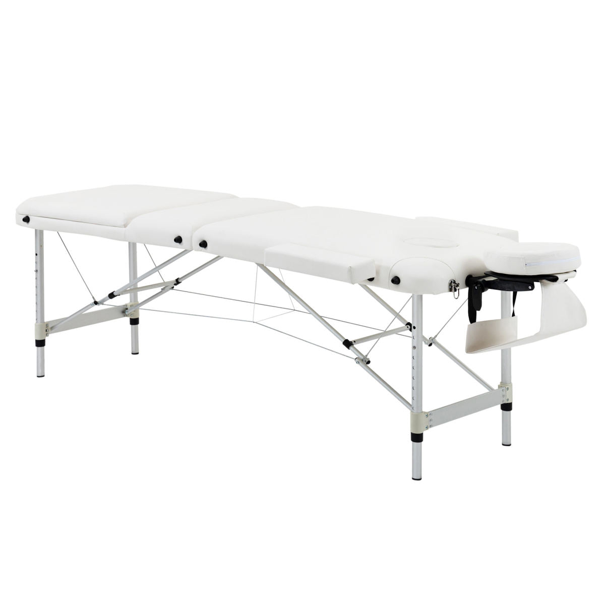 Foldable Massage Bed Portable Table, 3-Section Aluminium Foldable Beauty Couch, Professional Salon Spa Table With Headrest Support And Carry Bag, 81 Cm Width, White