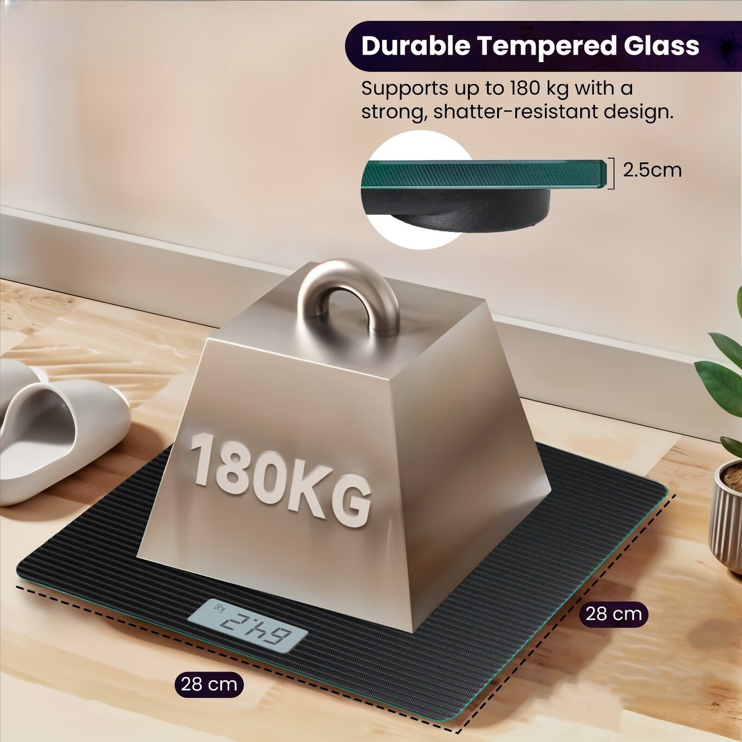 Digital Bathroom Scales 180KG Body Weight Weighing Scale Smart LED Electronic