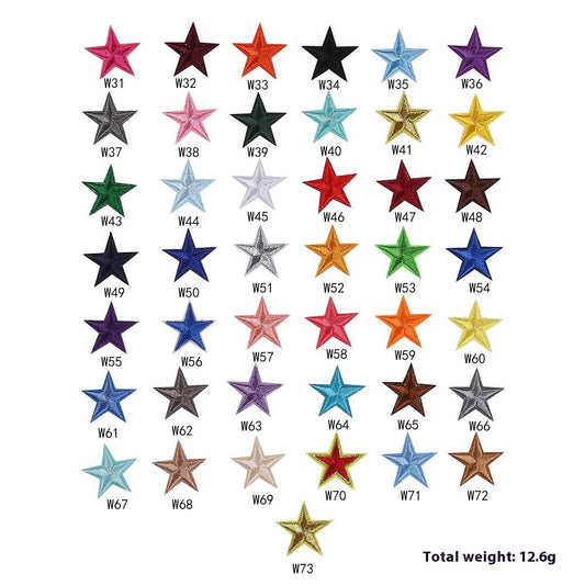 Emboridery Label Colorful Five-pointed Star Clothing Accessories Handmade Diy Decoration