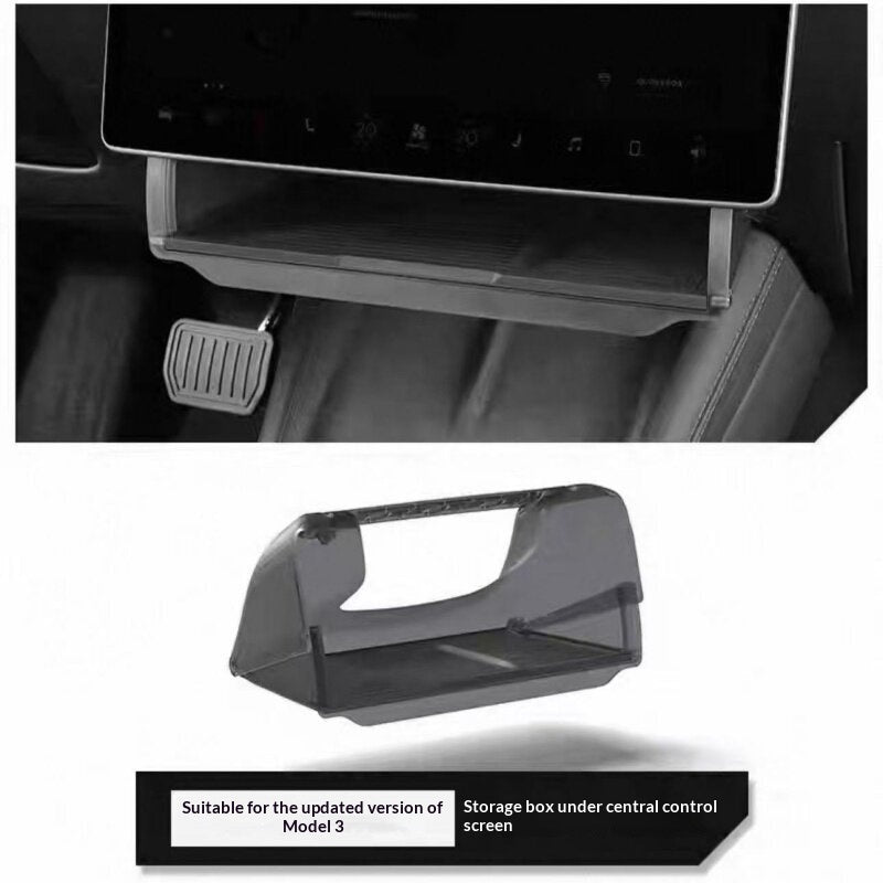 Retractable Storage Compartment For Car Accessories Under The Central Control Screen