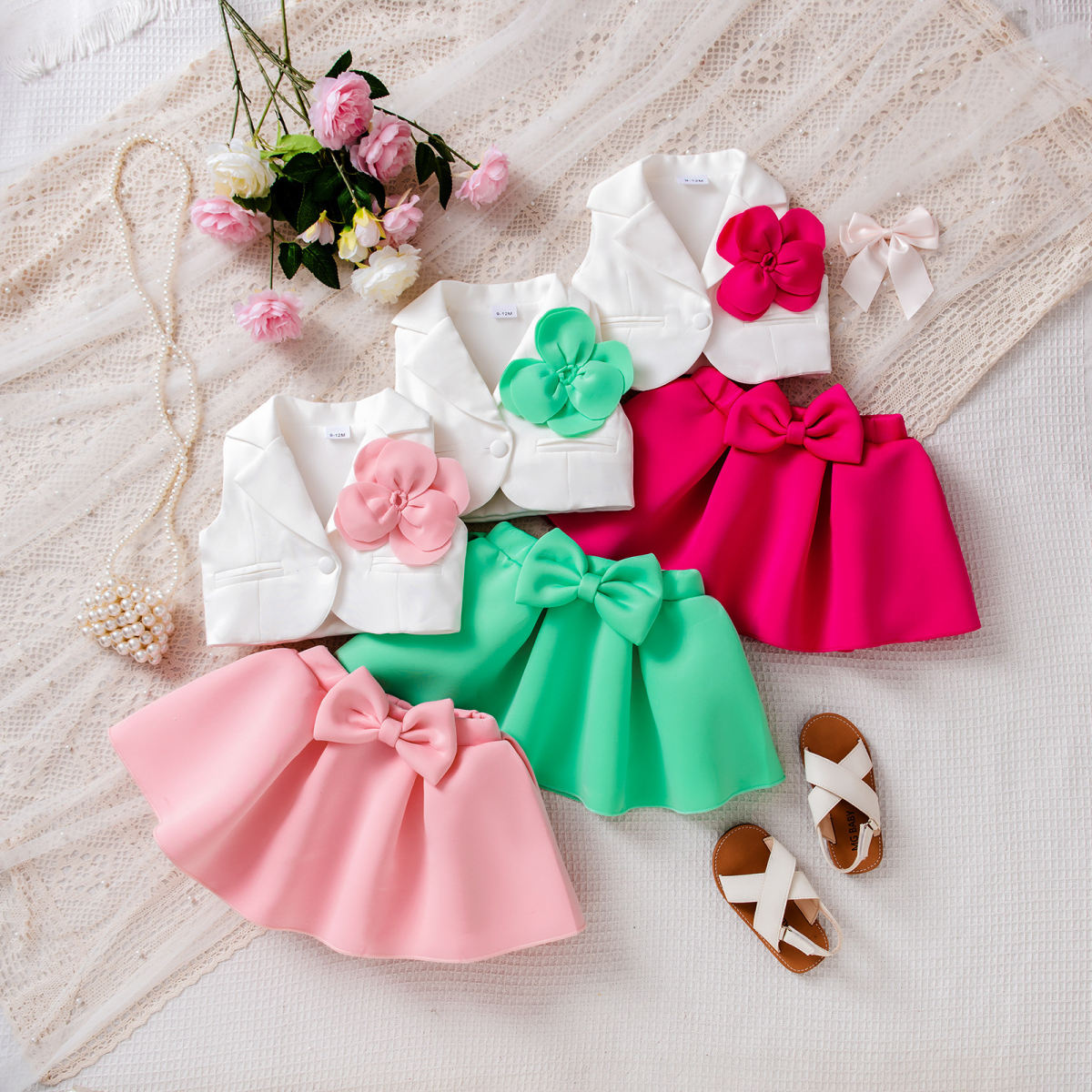 Korean-style Sleeveless Blazer And Short Skirt Set