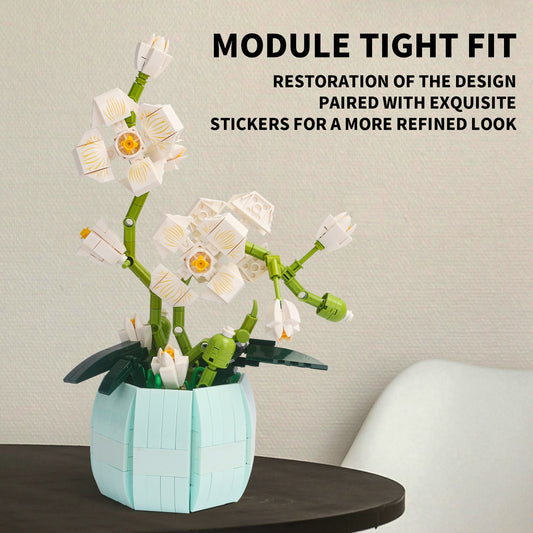 Flower Botanical Bonsai Building Set Freshing Color Orchid Bonsai Building Blocks Set For Home Decoration