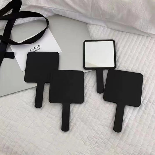 Hand-held makeup mirror-black-1 pack