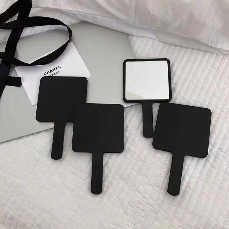 Hand-held makeup mirror-black-1 pack