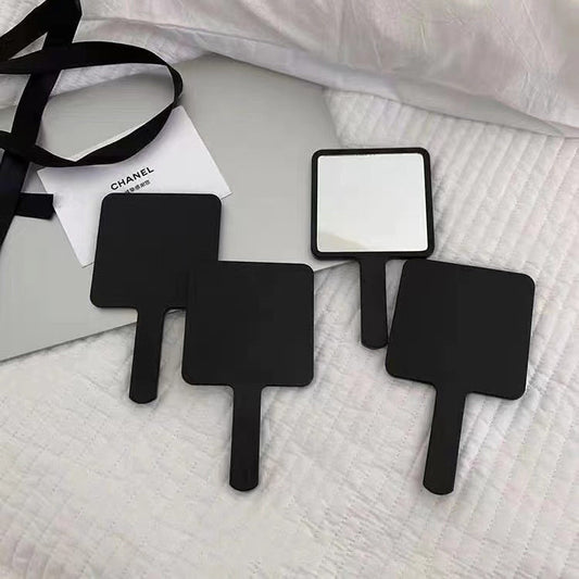 Hand-held makeup mirror-black-1 pack
