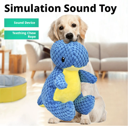 Pet Voicing Toys-Little Dinosaur-Yellow and Blue-Cloth +PP Cotton-1 piece