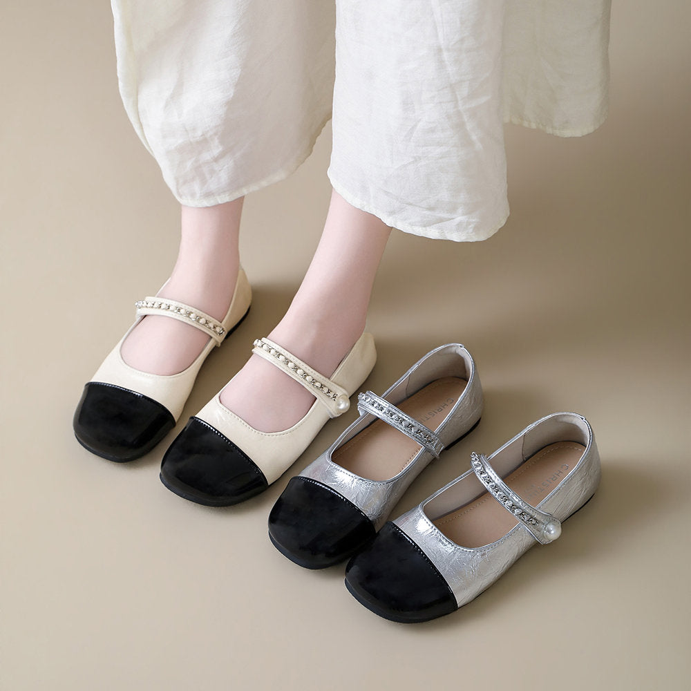 Spring Silver Evening Small Leather Shoes Flat Bottom 2026 New French Fashion Style Small Fragrant Mary Jane Single Shoes For Women