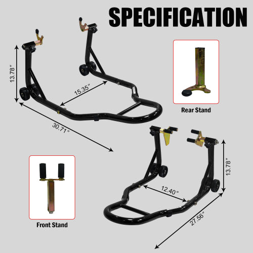 Motorcycle Stand Lift 440lbs Front Rear Combo Stand Lift Stand Front Wheel Fork Stand Rear U K Fork Swingarm Spool Stand Compatible With Most   Motorcycles