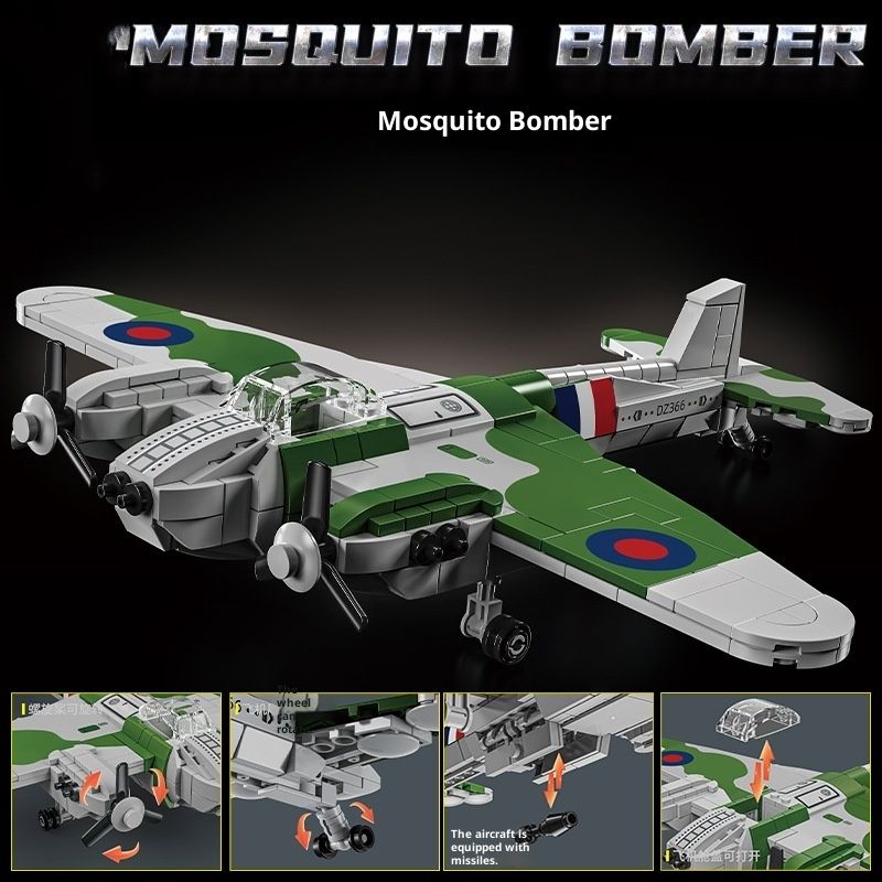 Building Blocks Airplane Series Model Mosquito Bomber Children's Toys