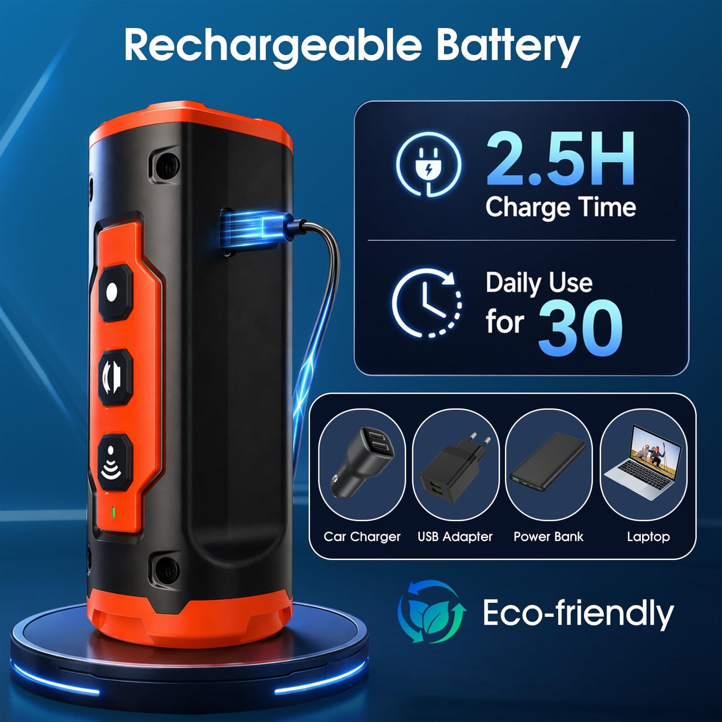 Dog Bark Deterrent Devices, 1-Touch Anti-Barking Device For Dogs With 3 Ultrasonic Heads, 50ft Range, Rechargeable & Safe Dog Training Tool With Flashlight, Helps Improve Behavior