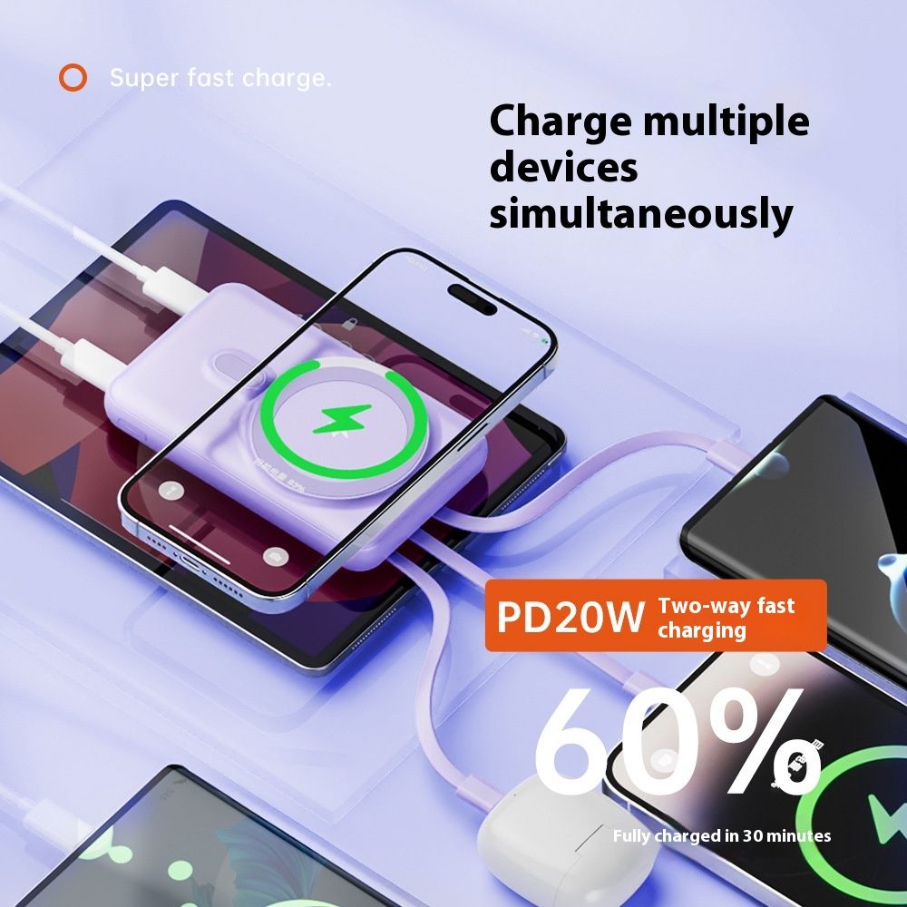 Magnetic Wireless Power Bank With Cable Mobile Power Supply