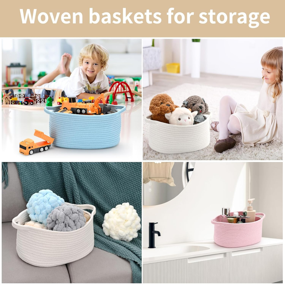 Cotton Rope Basket Empty DIY Gift Basket For Burr  Great For Baby Shower Birthday Decor Cute Decorative Storage