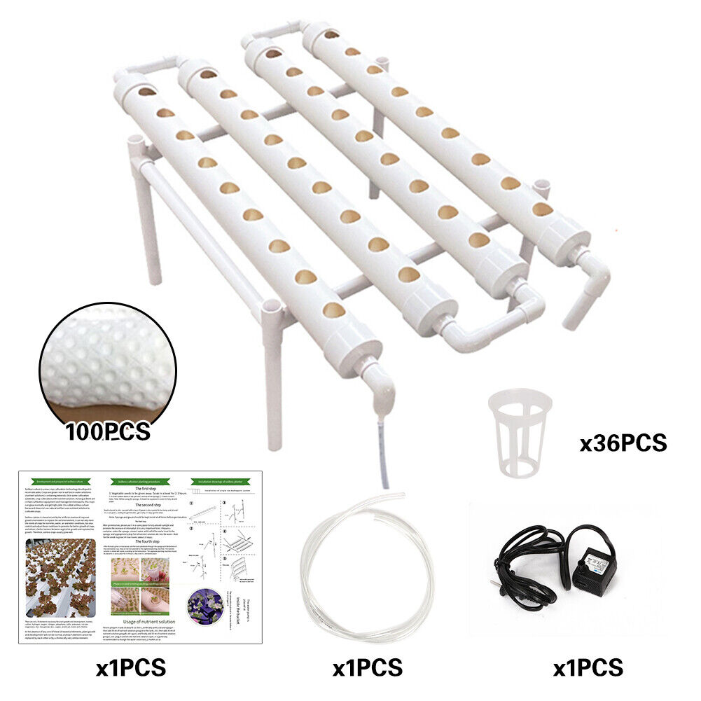 36 Sites Hydroponic Grow Tool Kits Vegetable Garden System Home Water Pump PVC