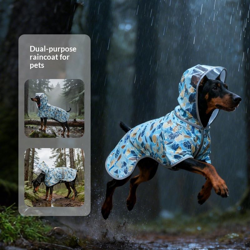 Dog Raincoat Waterproof Hoodie Pet Clothing Outdoor Dog Walking Shell Jacket