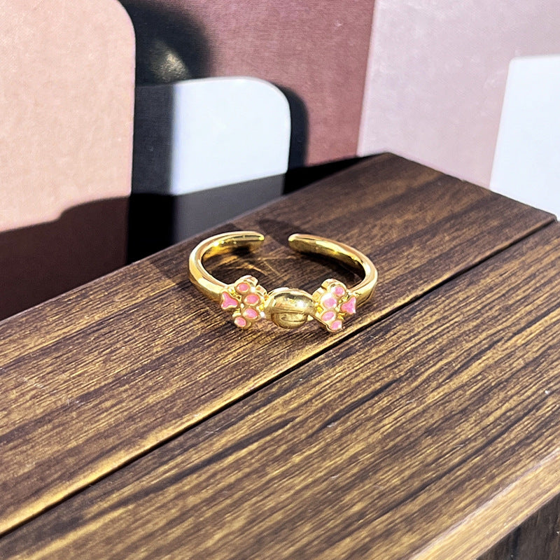 Viral Trendy Color Glaze Floral Rings Retro Sweet Edgy Ladies Fashion Jewelry