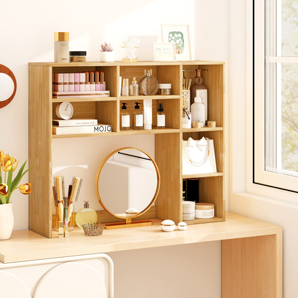 Desktop Bookshelf With 7 Open Cubbies And 3 Adjustable Shelves 2 Anti-toppling Kits For Computer Desk, Writing Desk, Vanity Table, Coffee Bar