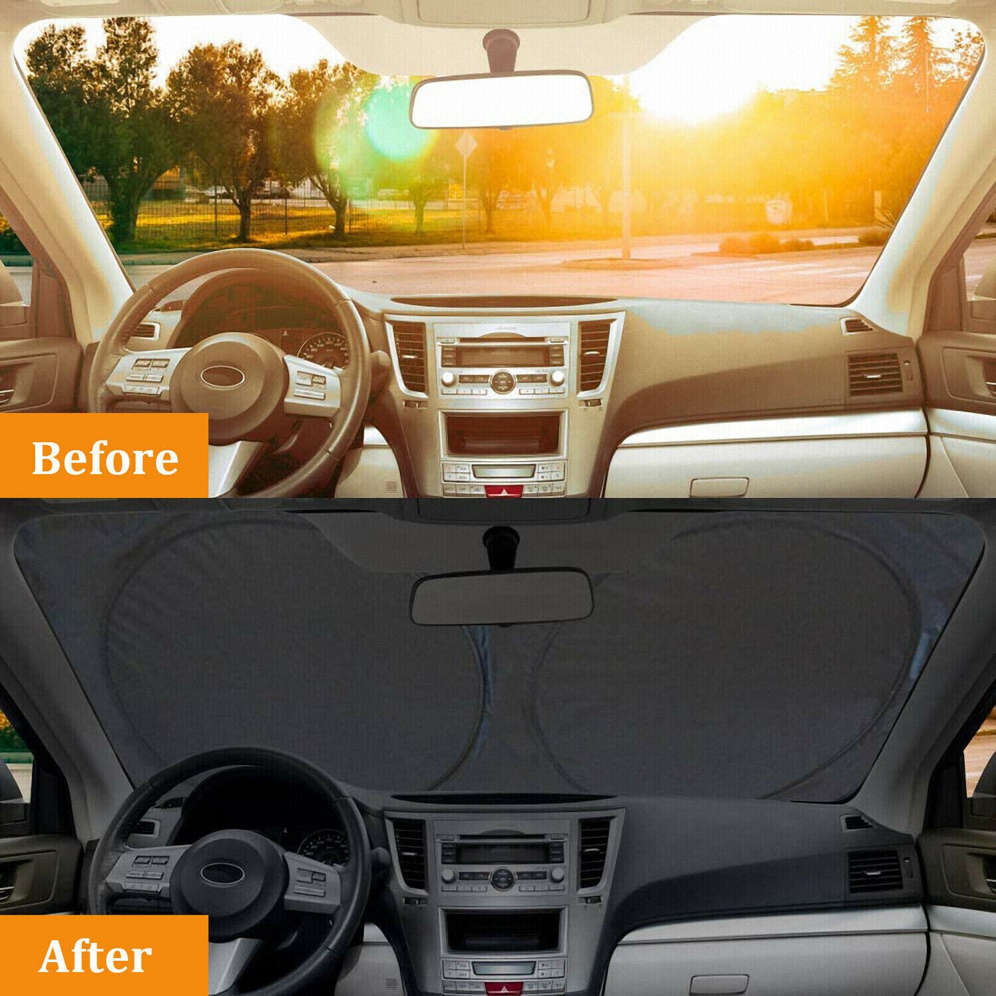 Foldable Car Windshield Visor Sun Protector Cover Front Rear Sun Block Window Sun Shade Auto Sunshade With Suction Cup For Blocking UV Ray And Keeping Cooling