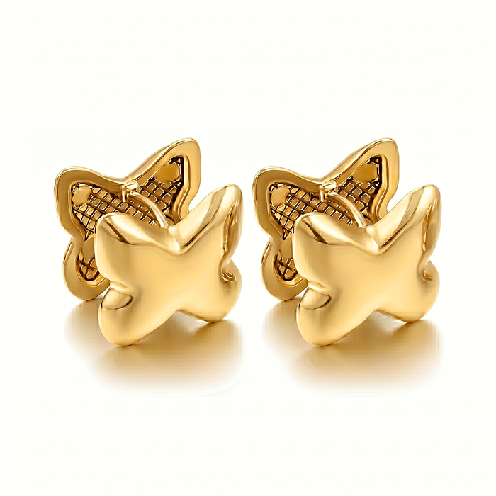 Chunky 3D Butterfly Huggie Hoop Earrings For Women, 18K Gold Plated Stainless Steel Puffy Animal Insect Earrings, Cute Minimalist Jewelry Gift