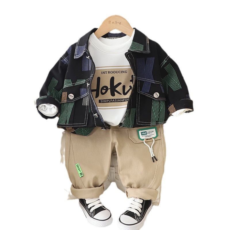 Boys Korean-style Top And Pants Set