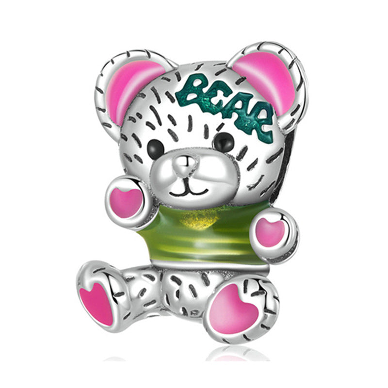 Animal-themed Colorful Heart-shaped Large-hole Beads For DIY Bracelet Accessories