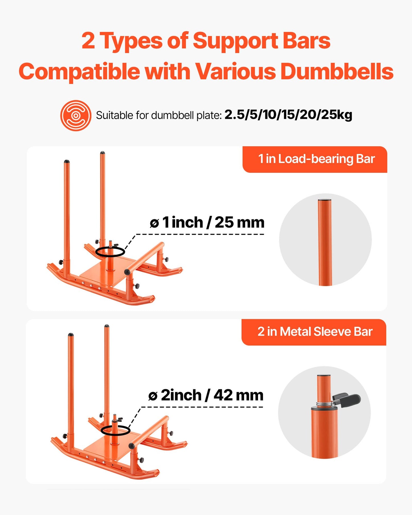 Weight Sled, Steel Power Sled, Fitness Strength Training Sleds For Athletic Exercise Speed Improvement, Workout Fitness Equipment With Handle, Compatible With 0.5 In Weight Plates, Orange