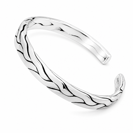 Antique Braided Textured Open Cuff Bangle For Men Women, Copper Plated Silver Adjustable Twisted Weave Vintage Minimalist Casual Wrist Jewelry Gift