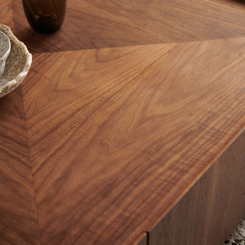 35.4-inch Coffee Table, Square Walnut Wood Design, Suitable For Living Room. Walnut Wood Material, Suitable For Bedroom, Living Room And Office