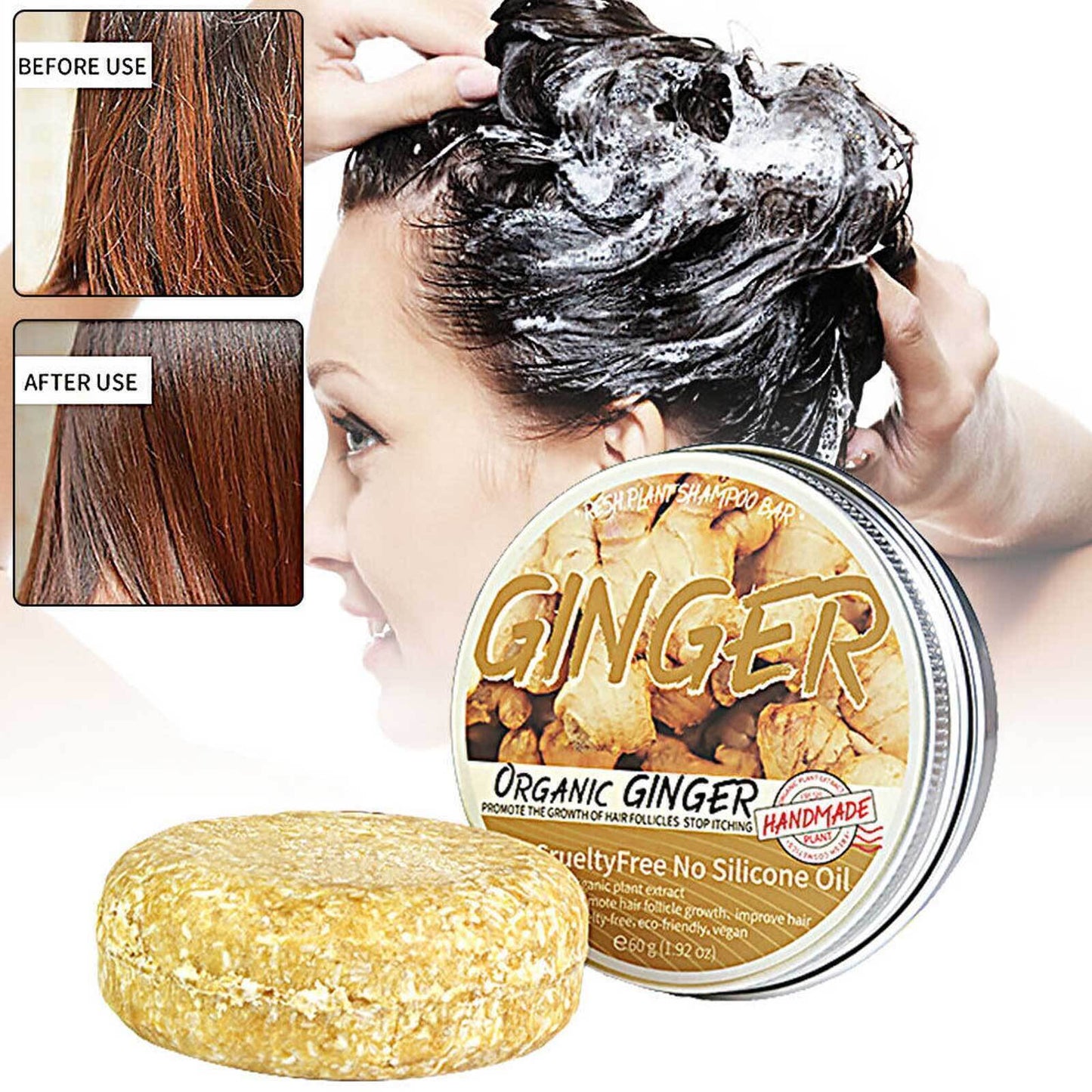5Pcs Organic Ginger Shampoo Bar Anti Hair Loss Shmpoo Soap Hair Growth Care Soap