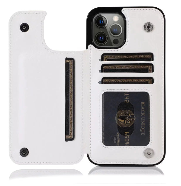 Solid Color Double Buckle Mobile Phone Leather Case