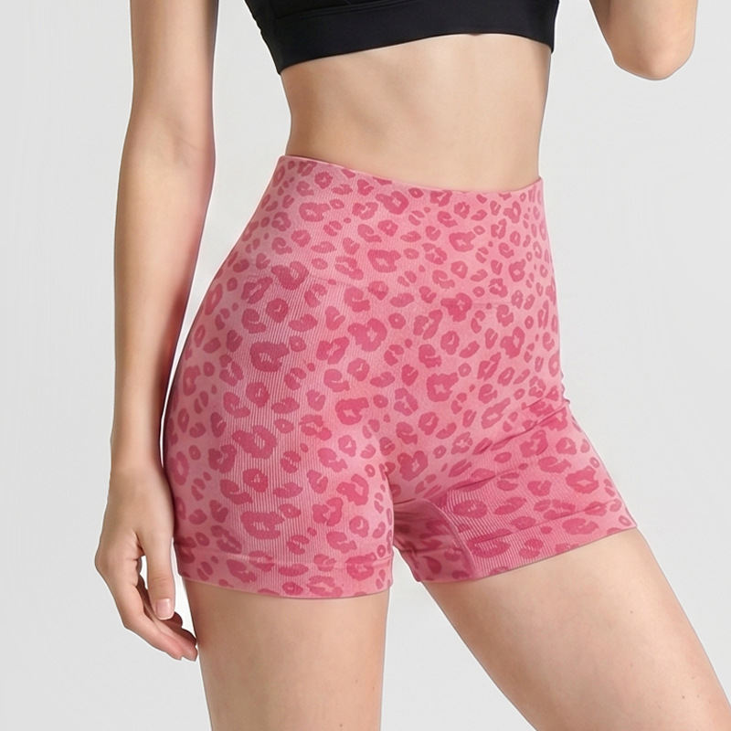 Leopard-Print Yoga Shorts For Fitness And Exercise