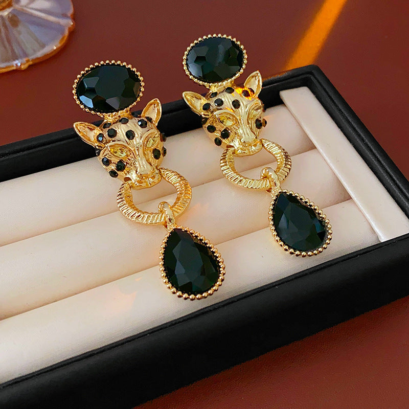 Office Wear Retro Rhinestone Earrings Women S925 Silver Post Rhombus Tassel Elegant