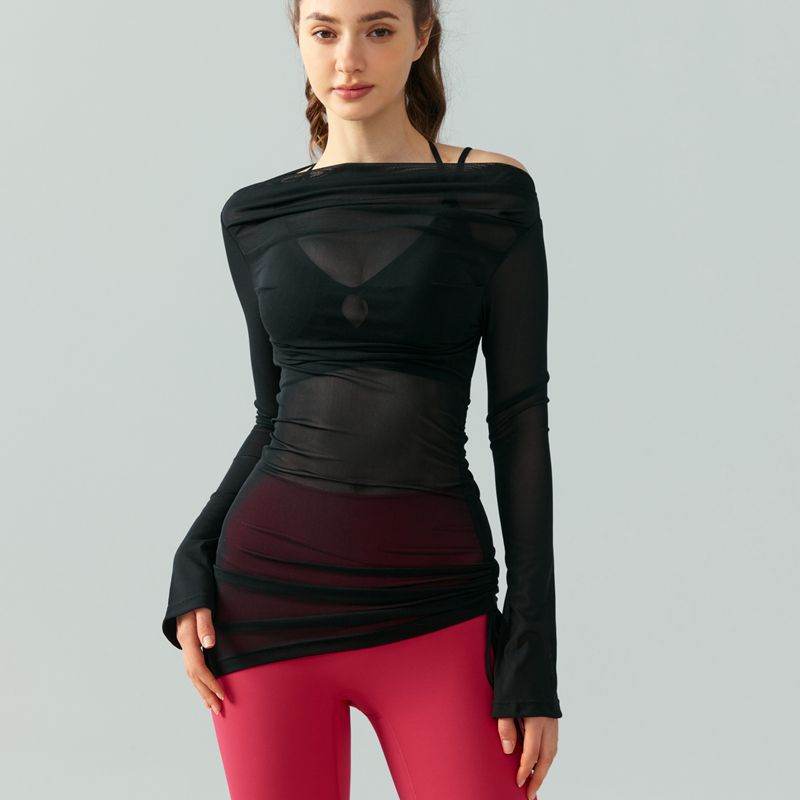 Irregular Yoga Blouse Women's Slim Fit Slimming Temperament Wild