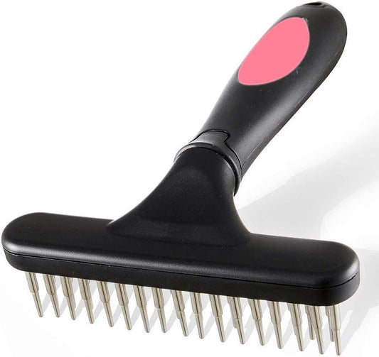 Pet Grooming Rake Double Row Pins Shedding And Dematting Undercoat Rake Comb For Dogs And Cats Safe Grooming Deshedding Brush Comb Out Mats Tangles Easily